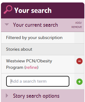 Your search updated with Obesity program